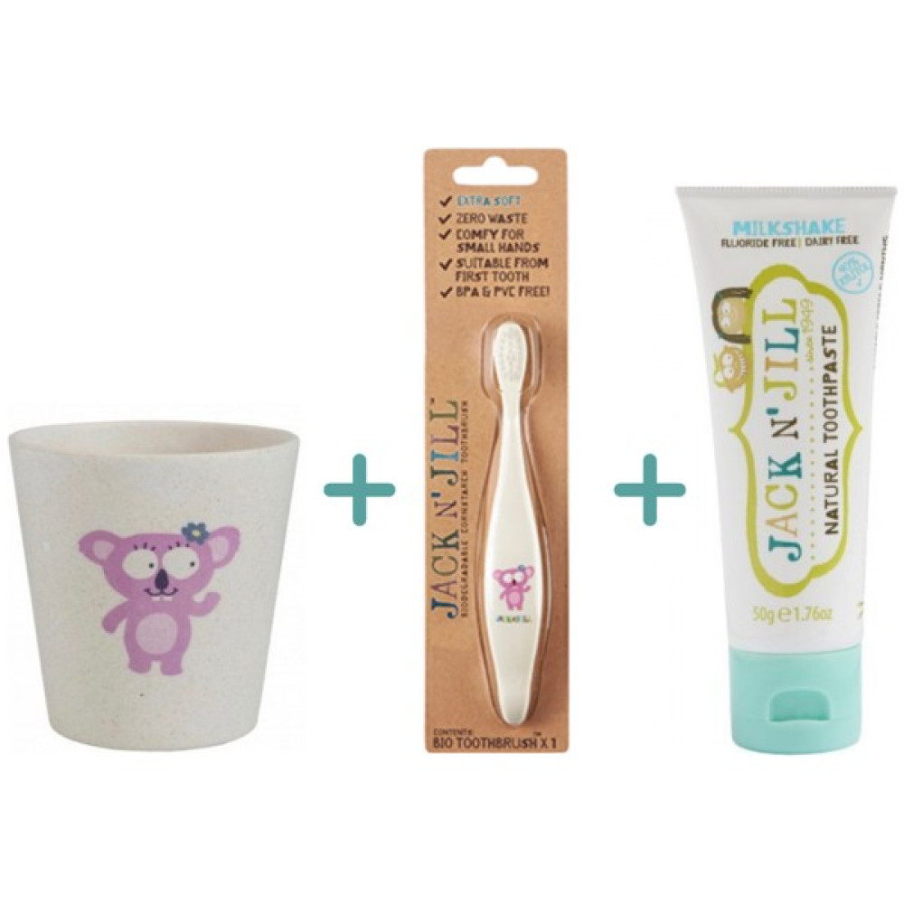 Jack N' Jill Jack N Jill Üçlü Set (Koala Bardak-Koala Fırça-Mlkshake Aromalı Macun) - Pembe Diş Fırçaları Fiyatı