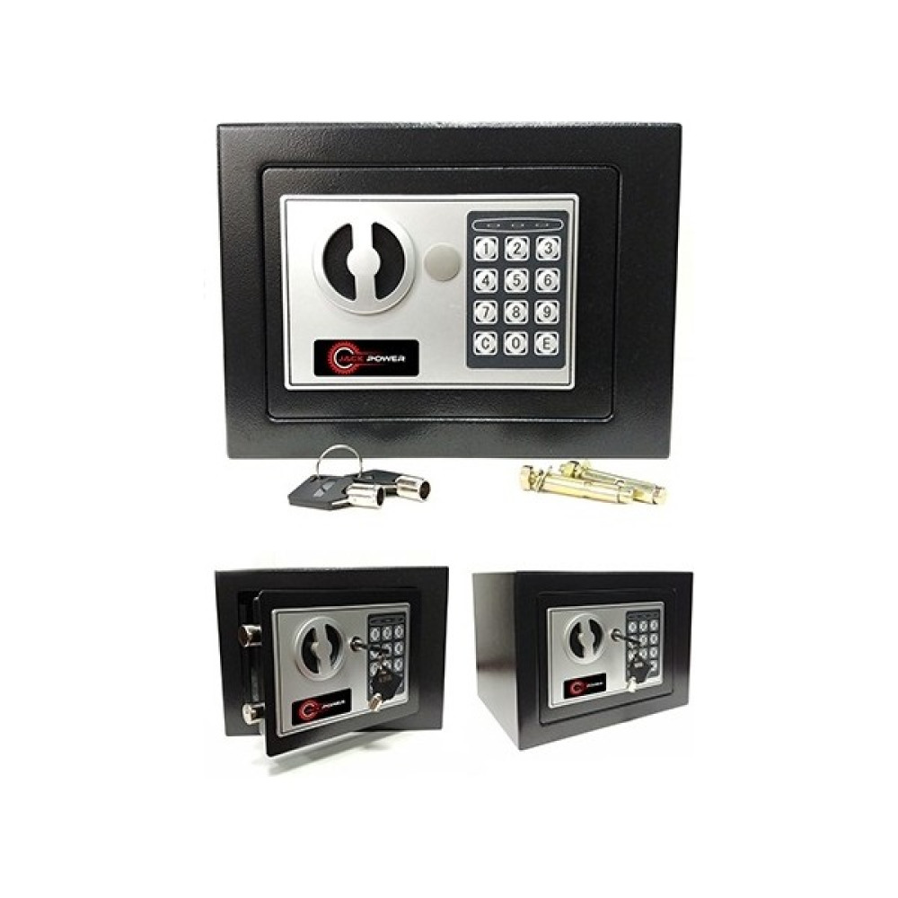 Jack Power Germany 17EF Elektronik Şifreli Çelik Para Kasası Otel Tipi Kasa 3 mm Montaj Kit Pil - Siyah - Gri Para Sayma Makinesi Fiyatı