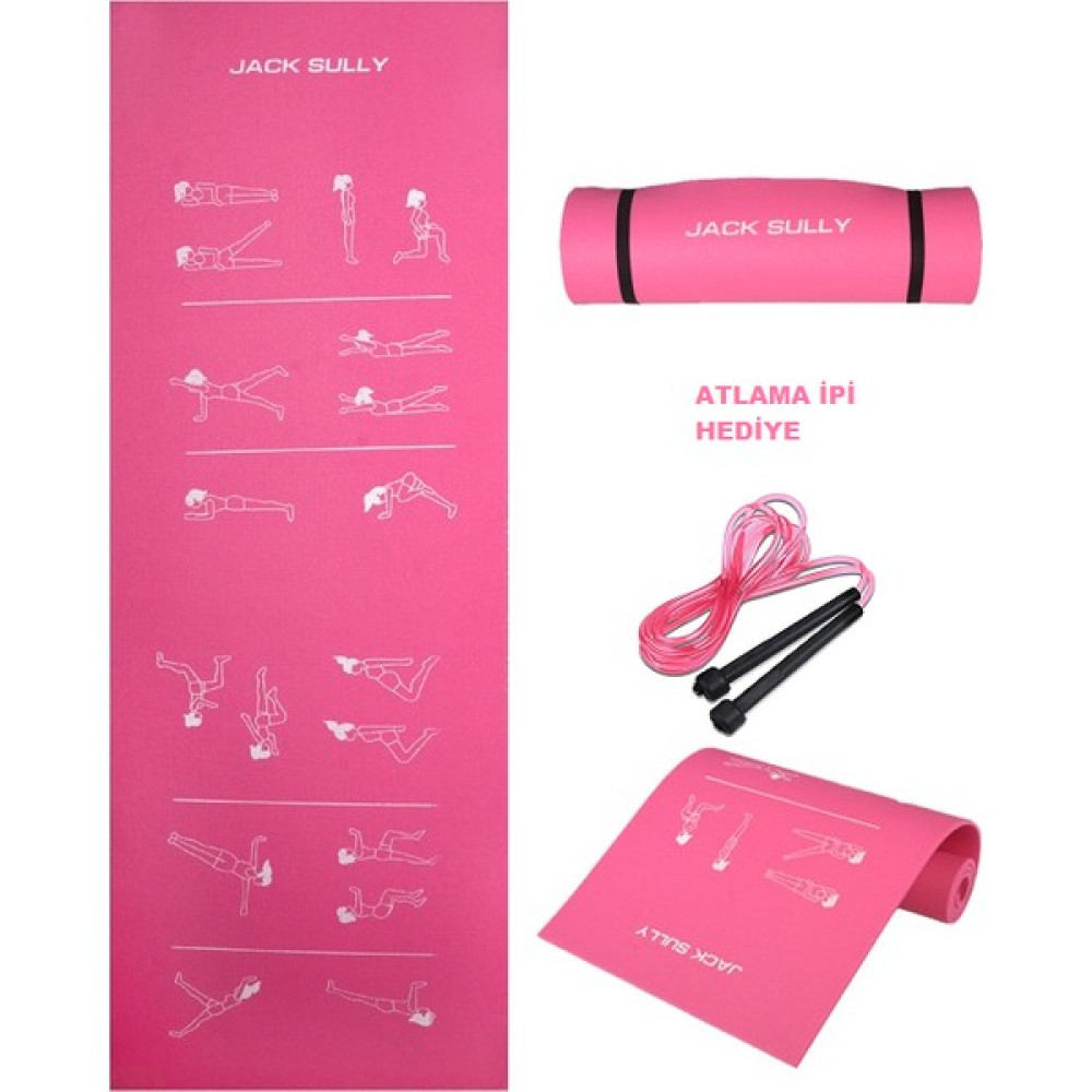 Jack Sully Egzersiz Figürlü Kaydırmaz Pembe Pilates ve Yoga Minderi 180X60CM 10MM I 1AD. Atlama Ipi Hediye - Pilates Minderi Fiyatı