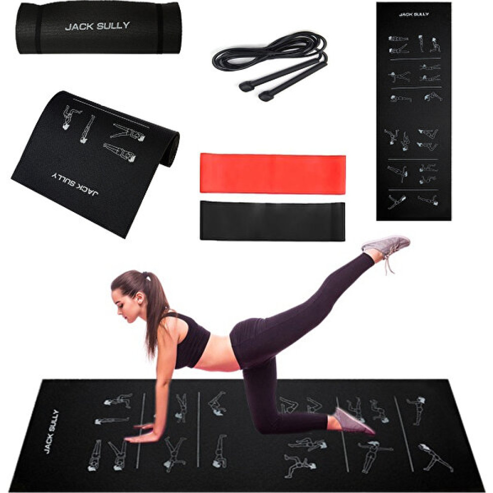 Jack Sully Egzersiz Figürlü Pilates Minderi Siyah 180X60CM 10MM I 1AD. Atlama Ipi 2AD. Squad Band Pilates Minderi Fiyatı