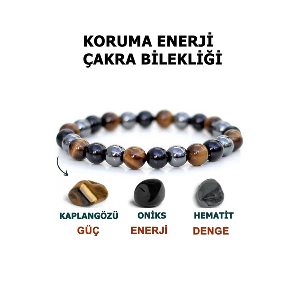 jackferrero Koruma Enerji Güç Denge Çakra Bilekliği Kaplangözü-oniks-hematit Birleşimi 0 Beden Bijuteri Bilezik Fiyatı