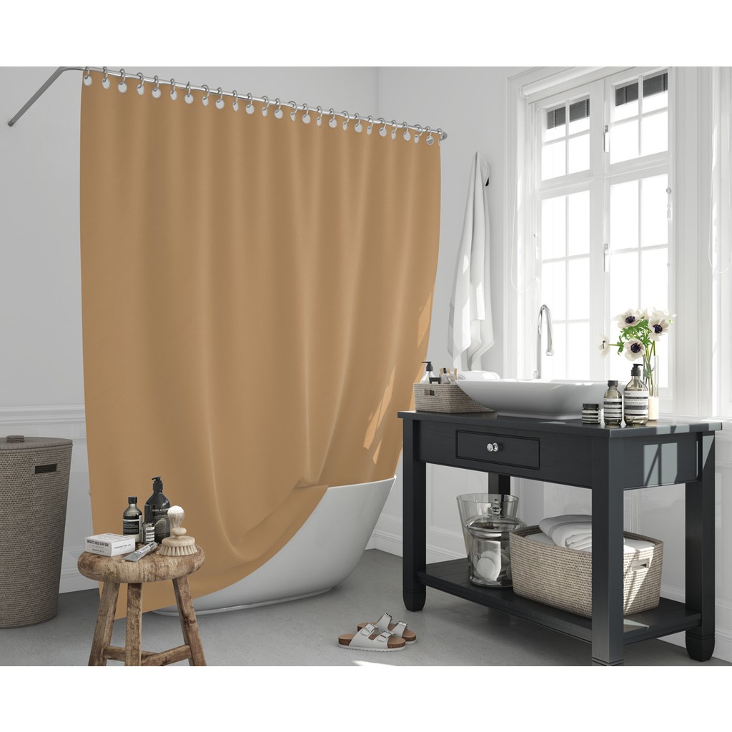 Jackline Bej Renk Banyo Perdesi Polyester Kumaş Duş Perdesi 12 Plastik C-Halka Hediyeli Banyo Duş Perdesi - 180 x 200 cm Perde Fiyatı