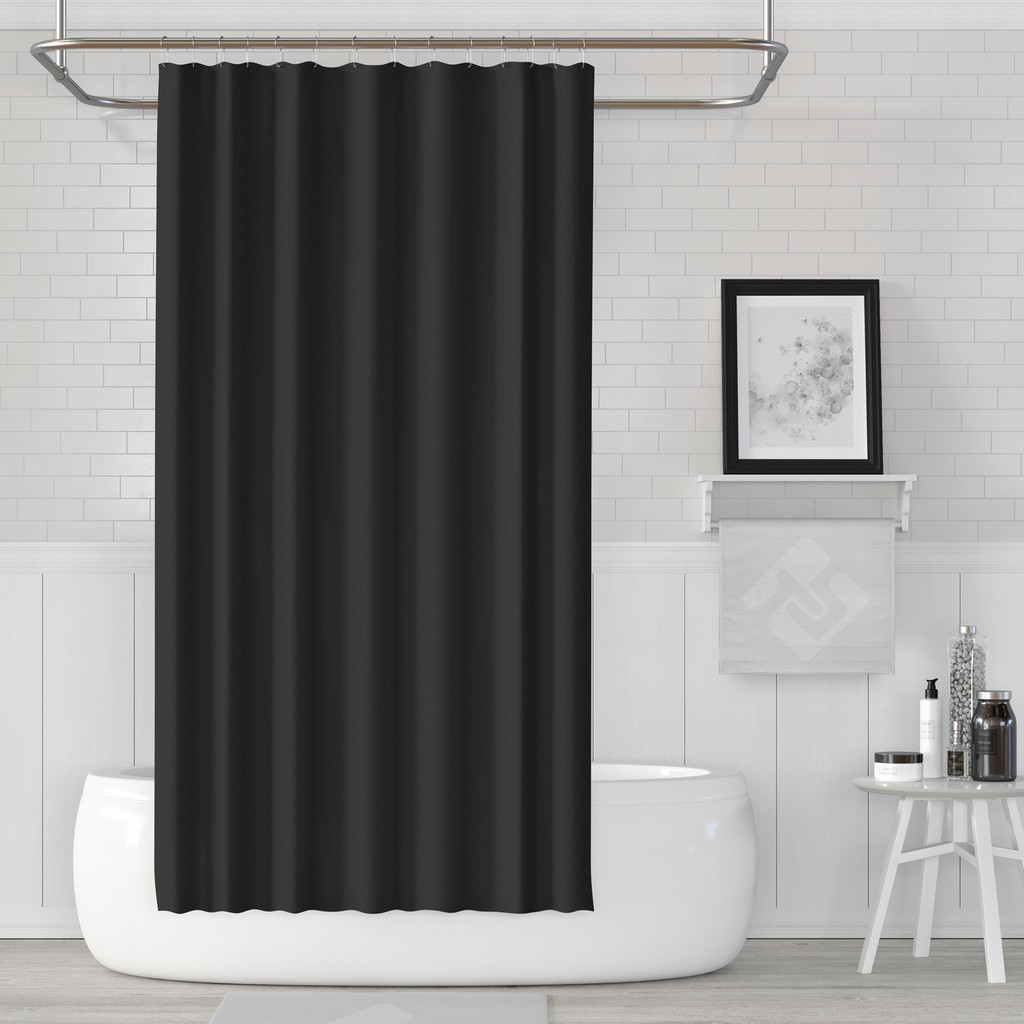 Jackline Polyester Kumaş Duş Perdesi Banyo Perdesi Plastik C-Halka Askı Aparatı Siyah - 180 x 200 cm Perde Fiyatı