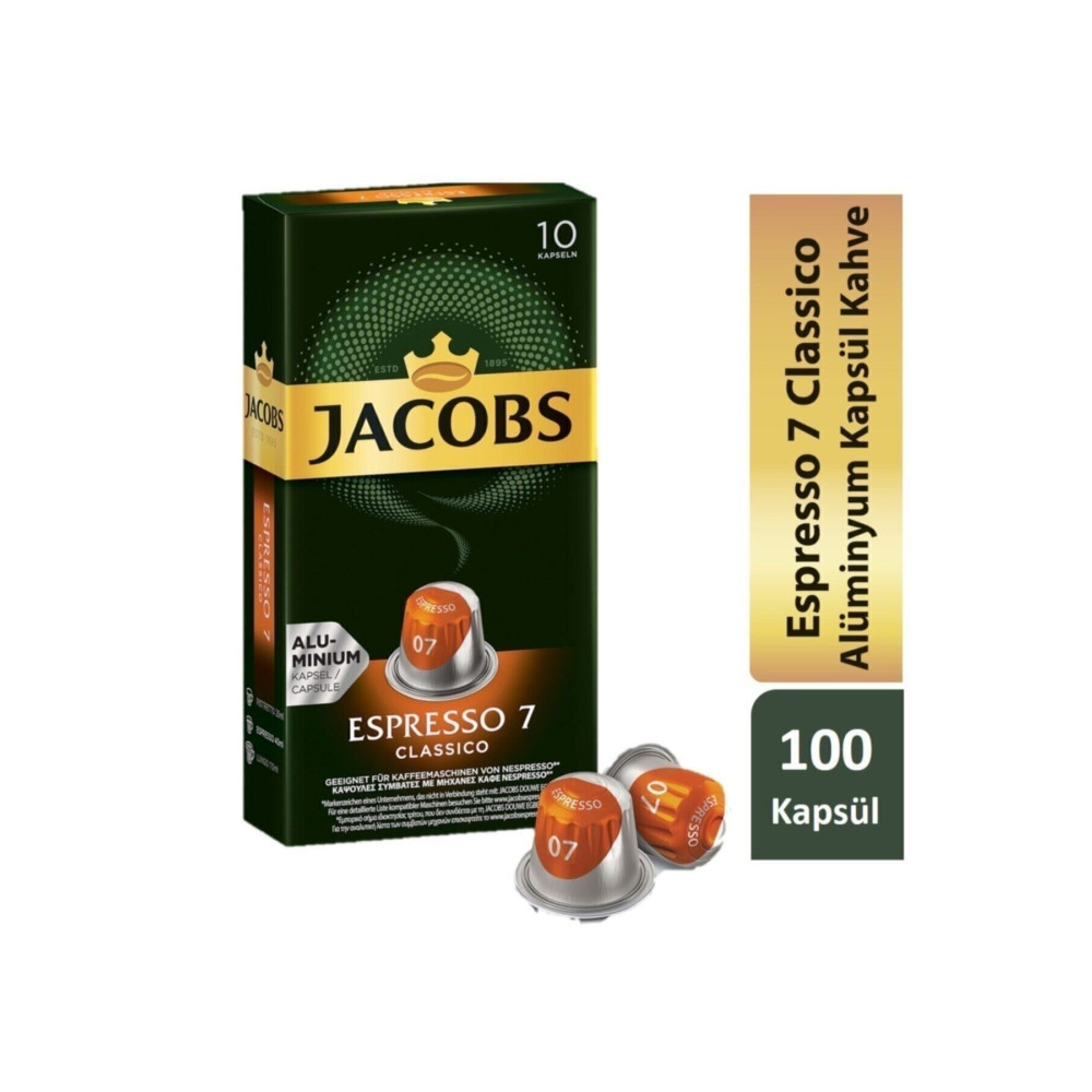 Jacobs Espresso 7 Classico Nespresso Uyumlu Alüminyum Kapsül Kahve 10 Adet X 10 Paket Kahve Fiyatı