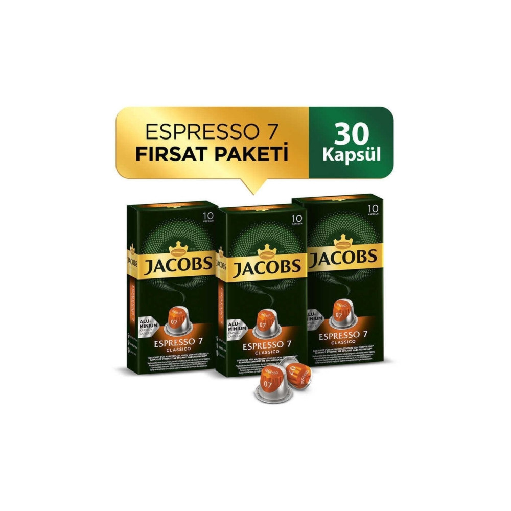 Jacobs Espresso 7 Classico Nespresso Uyumlu Alüminyum Kapsül Kahve 10 Adet X 3 Paket Kahve Fiyatı