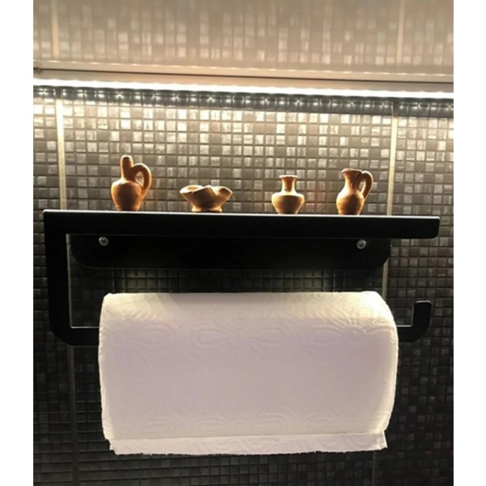 JaguArt Rulo Kağıt Havluluk Raflı Havlu Askısı Banyo Düzenleyici Organizer Kağıt Havluluk Dekoratif Siyah Baharatlık Havluluk Fiyatı