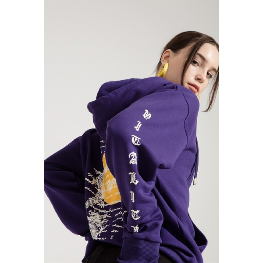 Jahr Marc Dragon Baskılı Mor Oversize Kadın Sweatshirt Bayan Sweatshirt Fiyatı