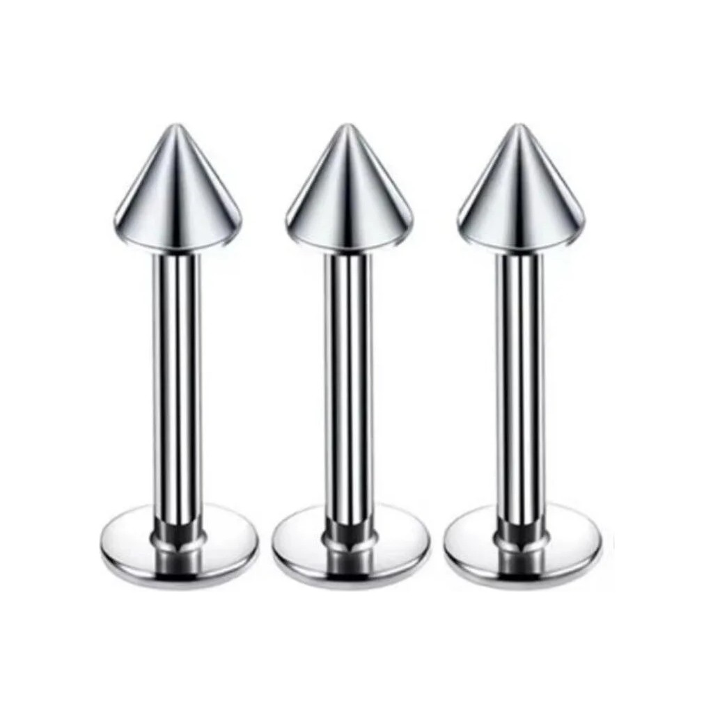 Jaida Moda Unisex 316L Paslanmaz Çelik 3'lü Set Sivri Uçlu Tragus Helix Labret Piercing - 8 mm - Gri Diğer Fiyatı