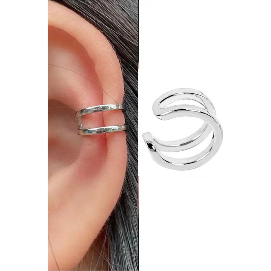 Jaida Moda Unisex Sıkıştırma Deliksiz Çelik Kıkırdak Küpe Ear Cuff - Standart - Gümüş Diğer Fiyatı