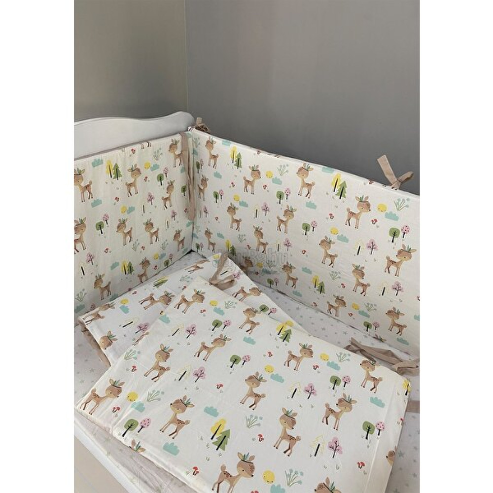 Jaju Baby Geyik Desenli Beşik Kenar Koruma Özel Ölçü - 60 x 120 cm - Açık Kahverengi Bebek Yatak Bariyeri Fiyatı