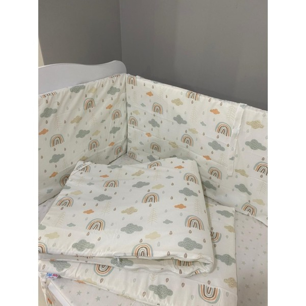 Jaju Baby Gökkuşağı Desenli Beşik Kenar Koruma Özel Ölçü - 80 x 130 cm - Açık Kahverengi Bebek Yatak Bariyeri Fiyatı