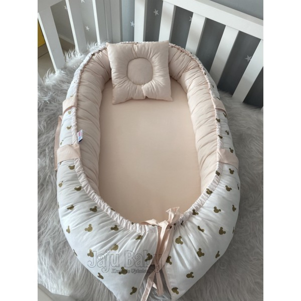 Jaju Baby Gold Tasarım Somon Lüx Tasarım Babynest - 100 x 60 cm - Beyaz Park Yatak / Oyun Parkı Fiyatı