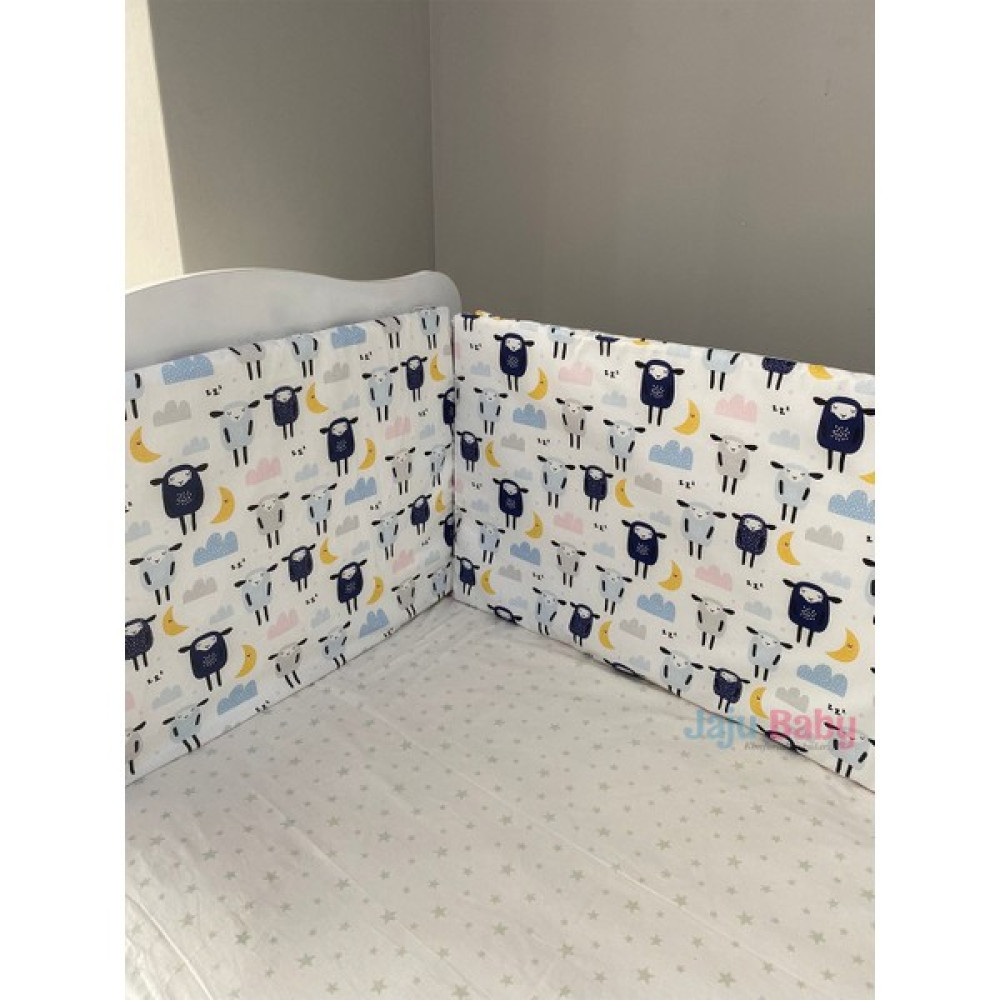 Jaju Baby Kuzu Desenli Beşik Kenar Koruma Özel Ölçü - 60 x 120 cm - Lacivert Bebek Yatak Bariyeri Fiyatı