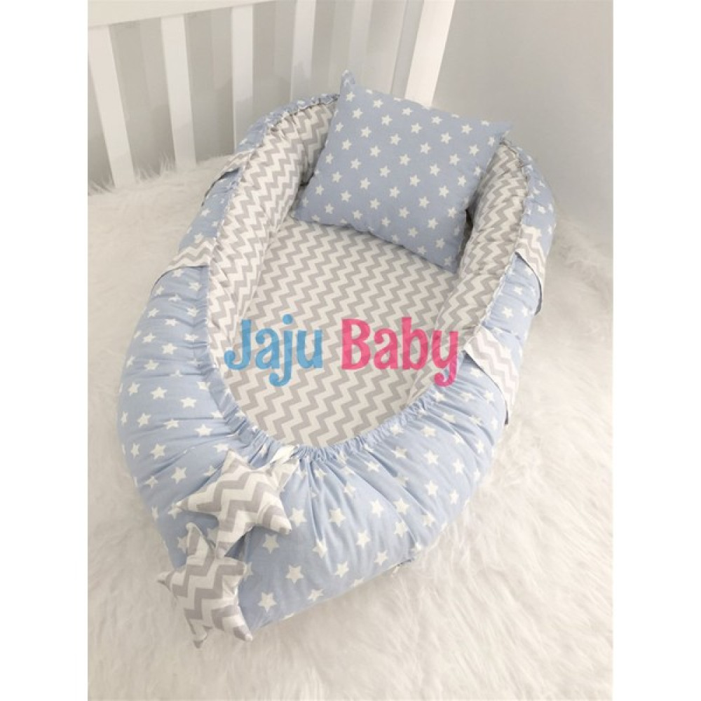Jaju Baby Mavi Yıldızlı Gri Lüx Babynest Park Yatak / Oyun Parkı Fiyatı