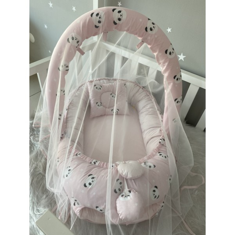 Jaju Baby Pembe Panda Cibinlik ve Oyuncak Askılı Lüx Tasarım Babynest - 100 x 60 cm Park Yatak / Oyun Parkı Fiyatı
