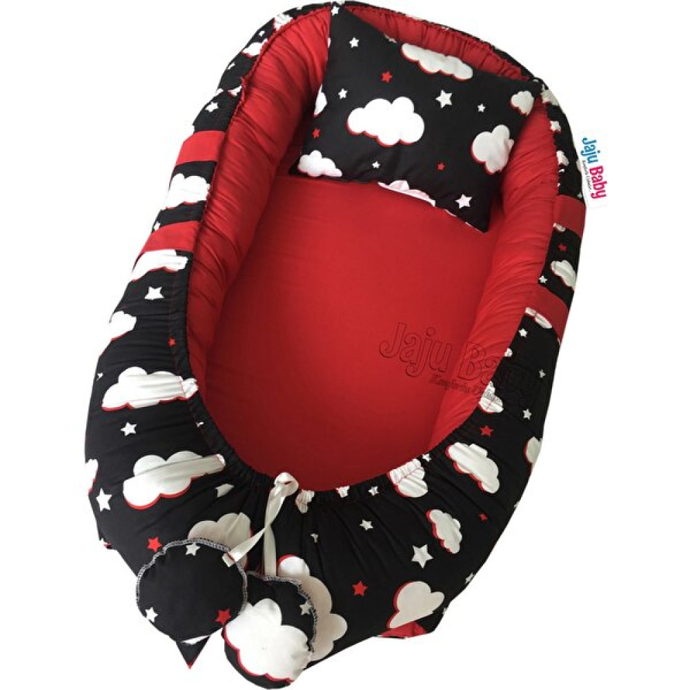 Jaju Baby Siyah Bulutlu Lüx Babynest - Kırmızı - Lacivert Park Yatak / Oyun Parkı Fiyatı