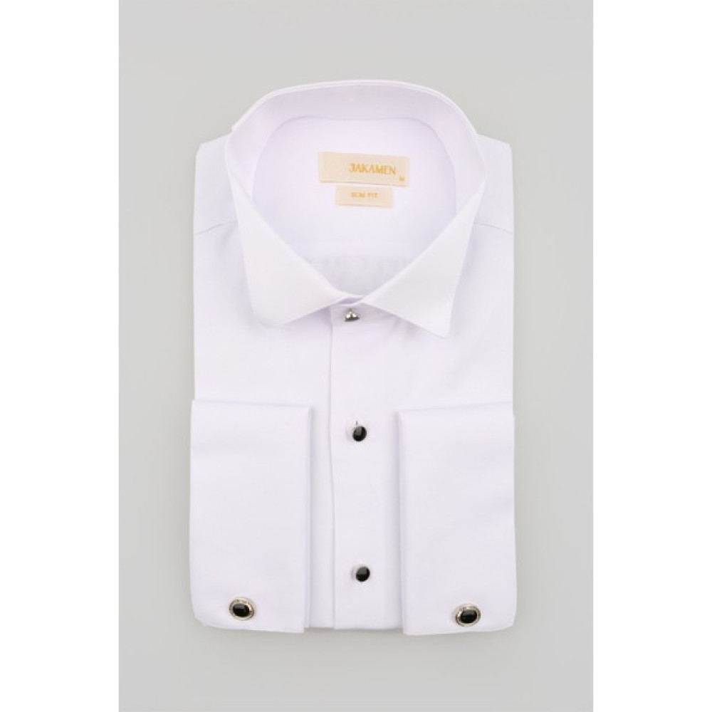 Jakamen Beyaz Slim Fit Ata Yaka Duble Manşet Erkek Gömlek Kız Çocuk Gömlek Fiyatı