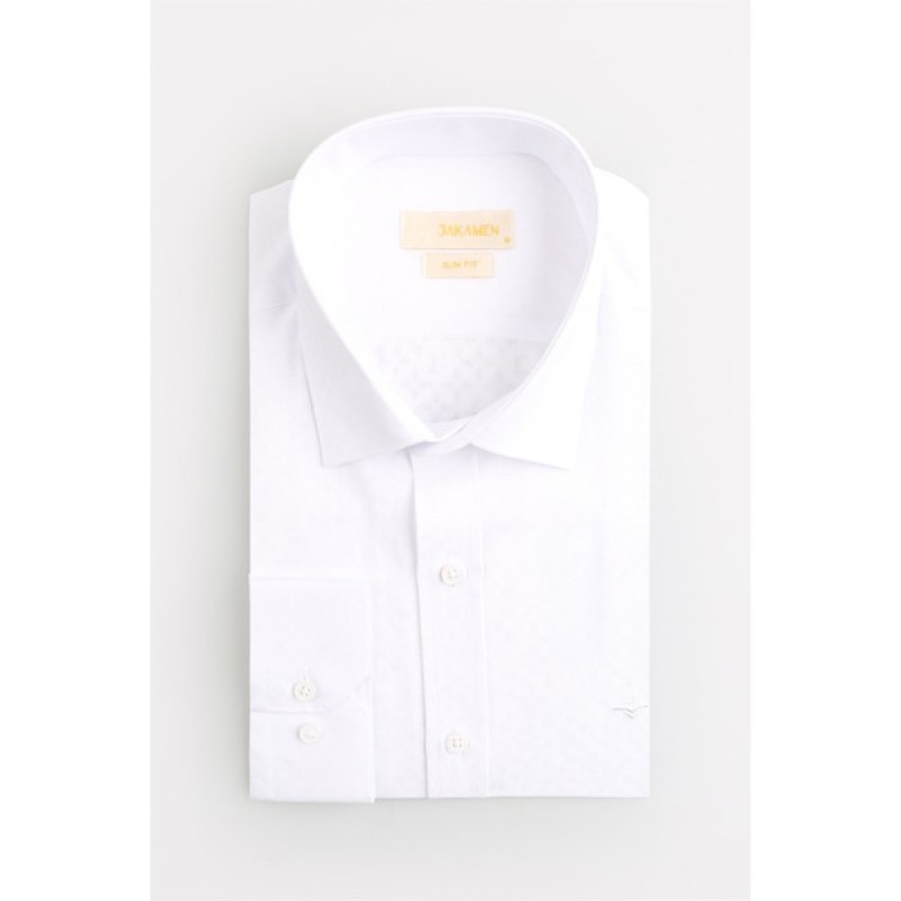 Jakamen Beyaz Slim Fit Uzun Kollu Cepsiz Erkek Gömlek Erkek Gömlek Fiyatı