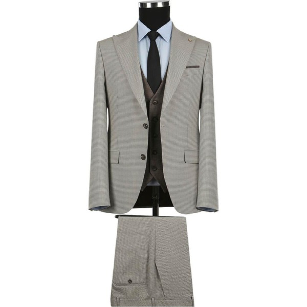 Jakamen Kahve Slim Fit Sivri Yaka Erkek Takım Elbise Erkek Takım Elbise Fiyatı