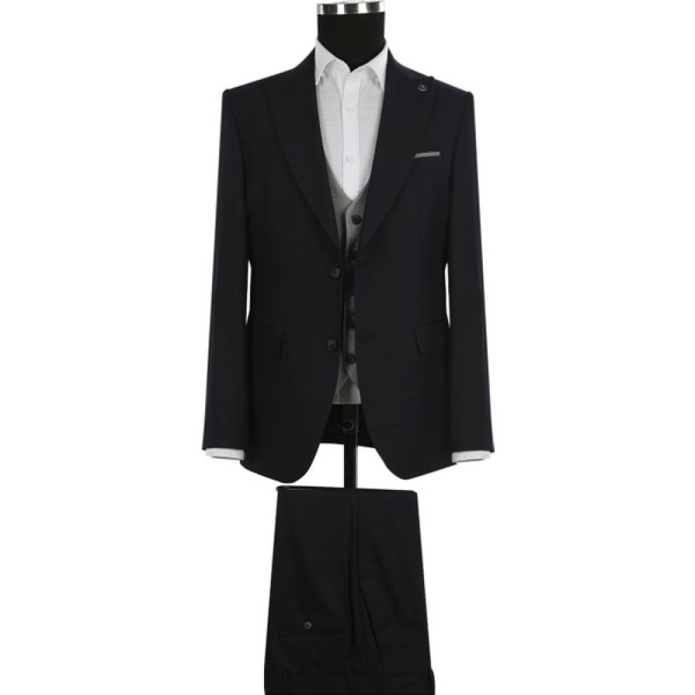 Jakamen Koyu Lacivert Slim Fit Sivri Yaka Erkek Takım Elbise Erkek Takım Elbise Fiyatı