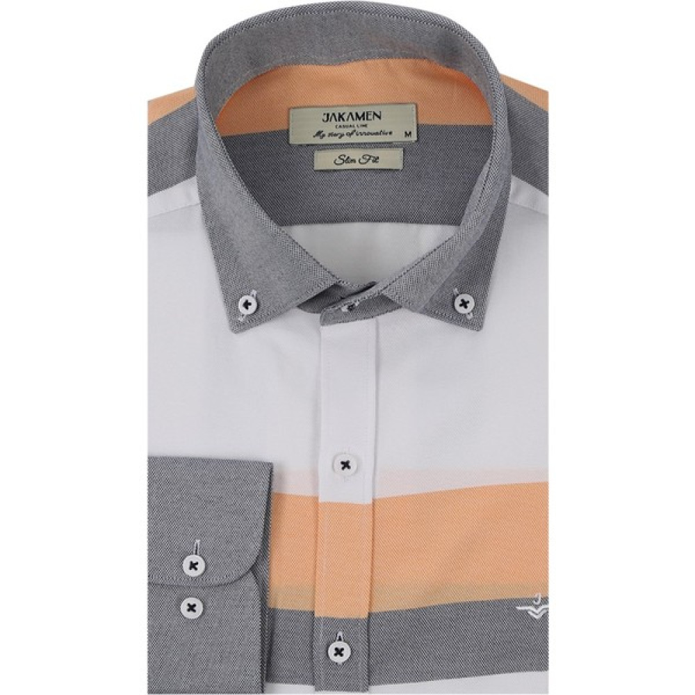 Jakamen Turuncu Slim Fit Desenli Erkek Gömlek Erkek Takım Elbise Fiyatı