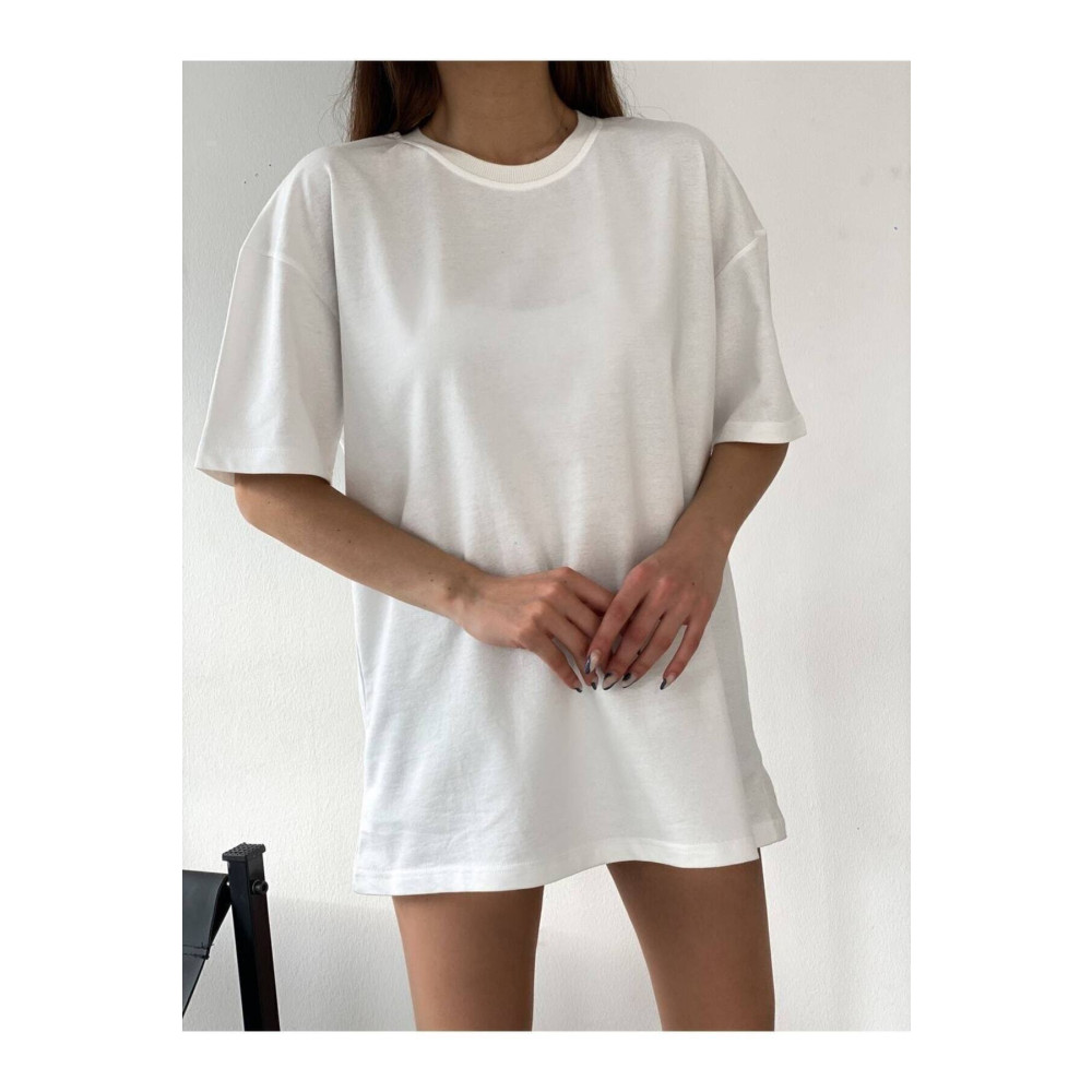 JAKARLI Unisex Baskılı Pamuk Beyaz Bisiklet Yaka Oversize Boyfriend T-shirt XL/XXL Beden Bayan T-shirt Fiyatı