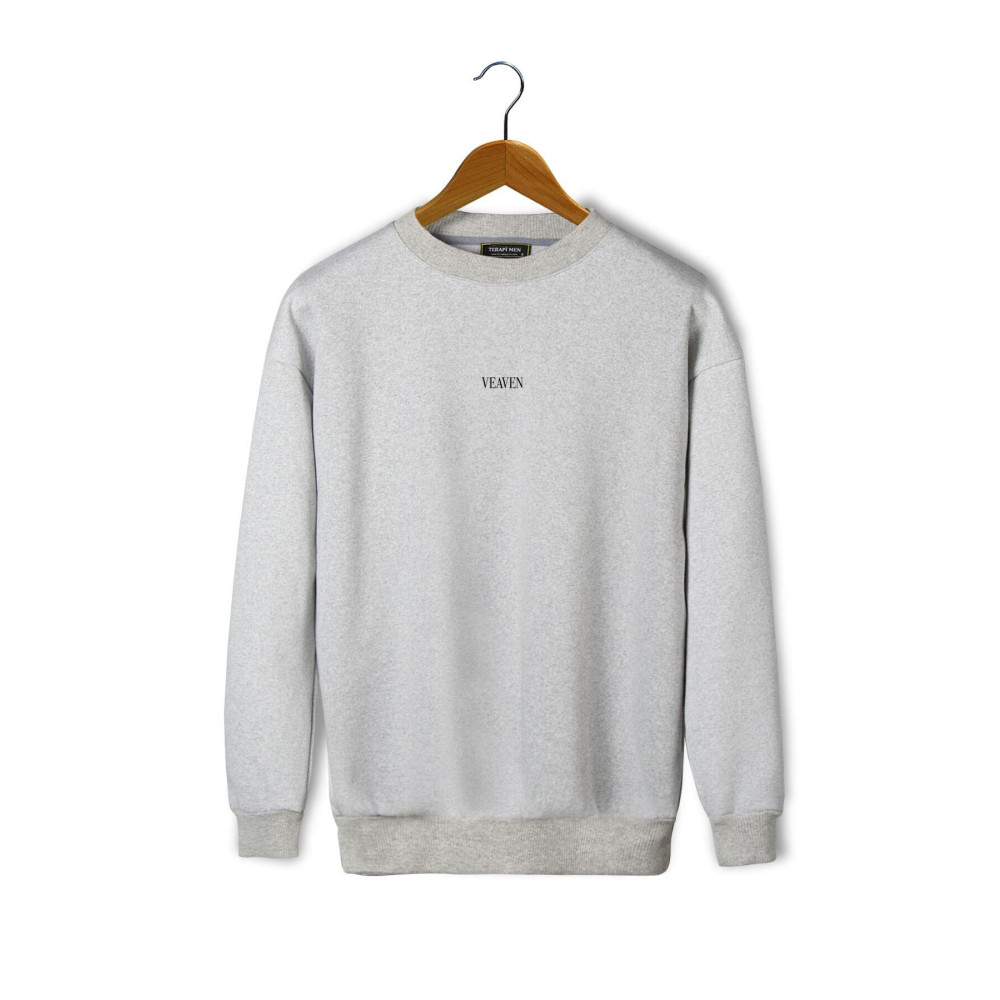 JAKARLI Unisex Gri Önü Veaven Baskılı Oversize Kalın Üç İplik Şardonlu Bisiklet Yaka Sweatshirt XL Beden Bayan Sweatshirt Fiyatı