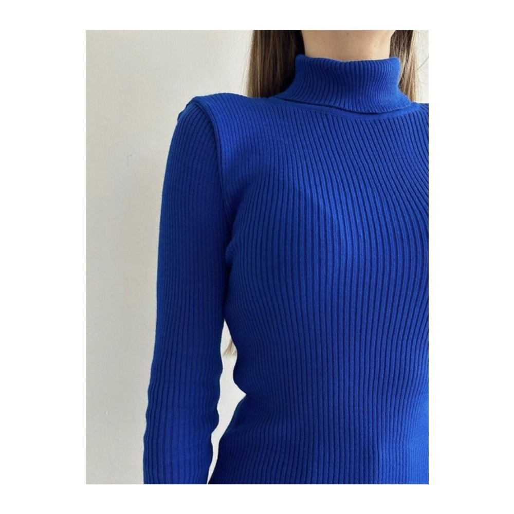 JAKARLI Unisex Mavi Pamuklu Balıkçı Yaka Kaşkorse Tekli Fiyat Şardonlu Slimfit XL Beden Bayan Kazak & Süveter & Triko Fiyatı