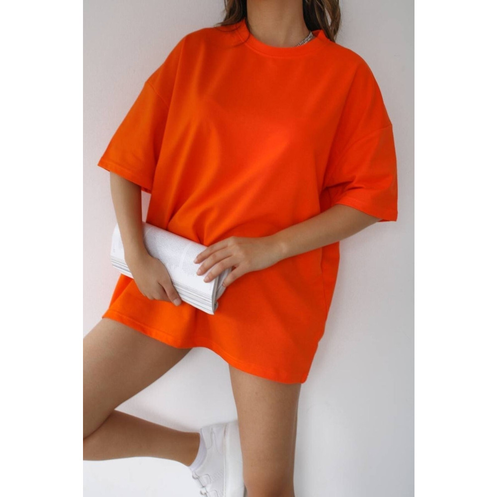 JAKARLI Unisex Orange Turuncu Bisiklet Yaka Pamuk Oversize ( Dar Kalıp Gelirse Iade Et ) S/M Beden Bayan T-shirt Fiyatı