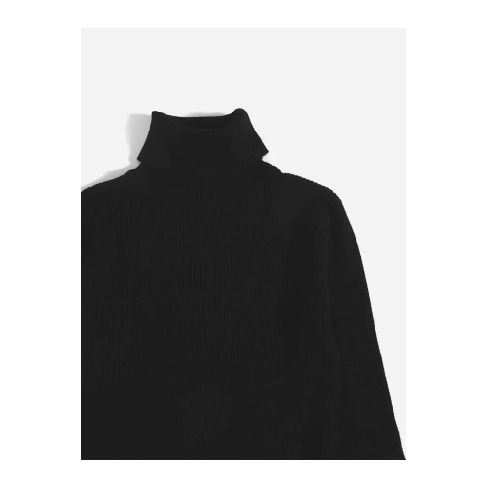 JAKARLI Unisex Siyah Pamuklu Balıkçı Yaka Kaşkorse Şardonlu Slimfit Boğazlı Kazak L Beden Bayan Kazak & Süveter & Triko Fiyatı