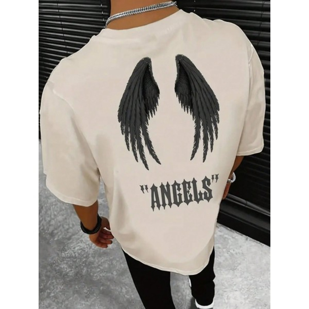 Jakinta Outdoors Erkek Oversize Angels Kanat Baskılı Tshirt Erkek T-shirt Fiyatı