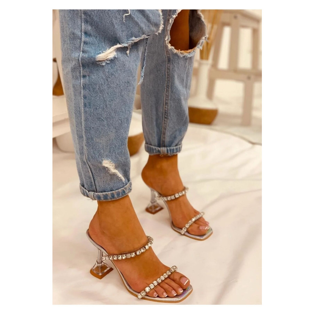 JAMASHOSE Hologram Taş Detay Topuklu Terlik 36 Beden Unisex Sandalet Fiyatı