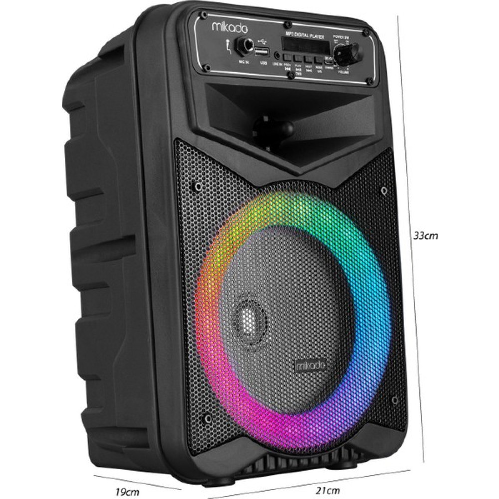 Jameson Seyyar Anfi El Mikrofonlu 20CM 15W Fm/usb/bt Rgb Ledli Mikado MD-802KP Oto Hoparlörleri & SubWoofer Fiyatı