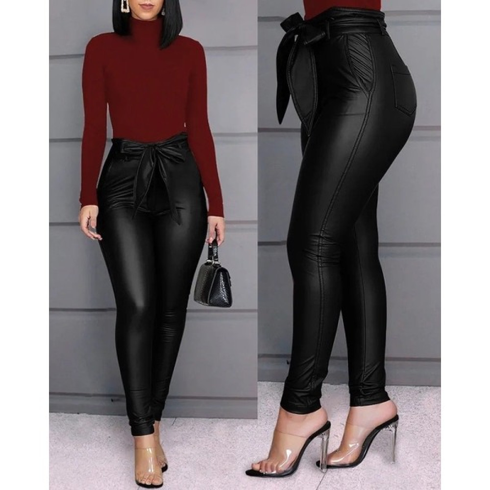 Jane's Dar Paça Beli Kuşaklı Deri Pantolon Bayan Jeans / Kot Pantolon Fiyatı