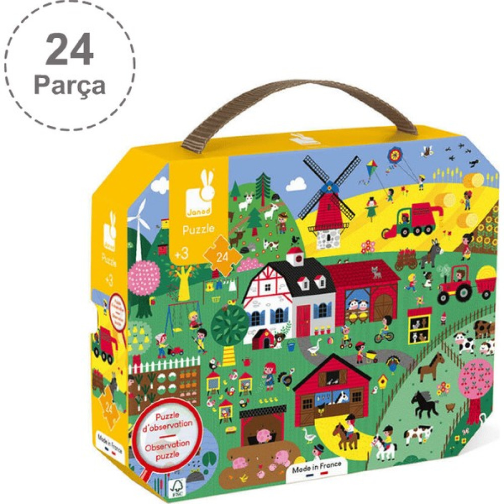 Janod 24 Parça Çantalı Puzzle ve Bulmaca - Çiftlik Eğitici Oyuncak Fiyatı