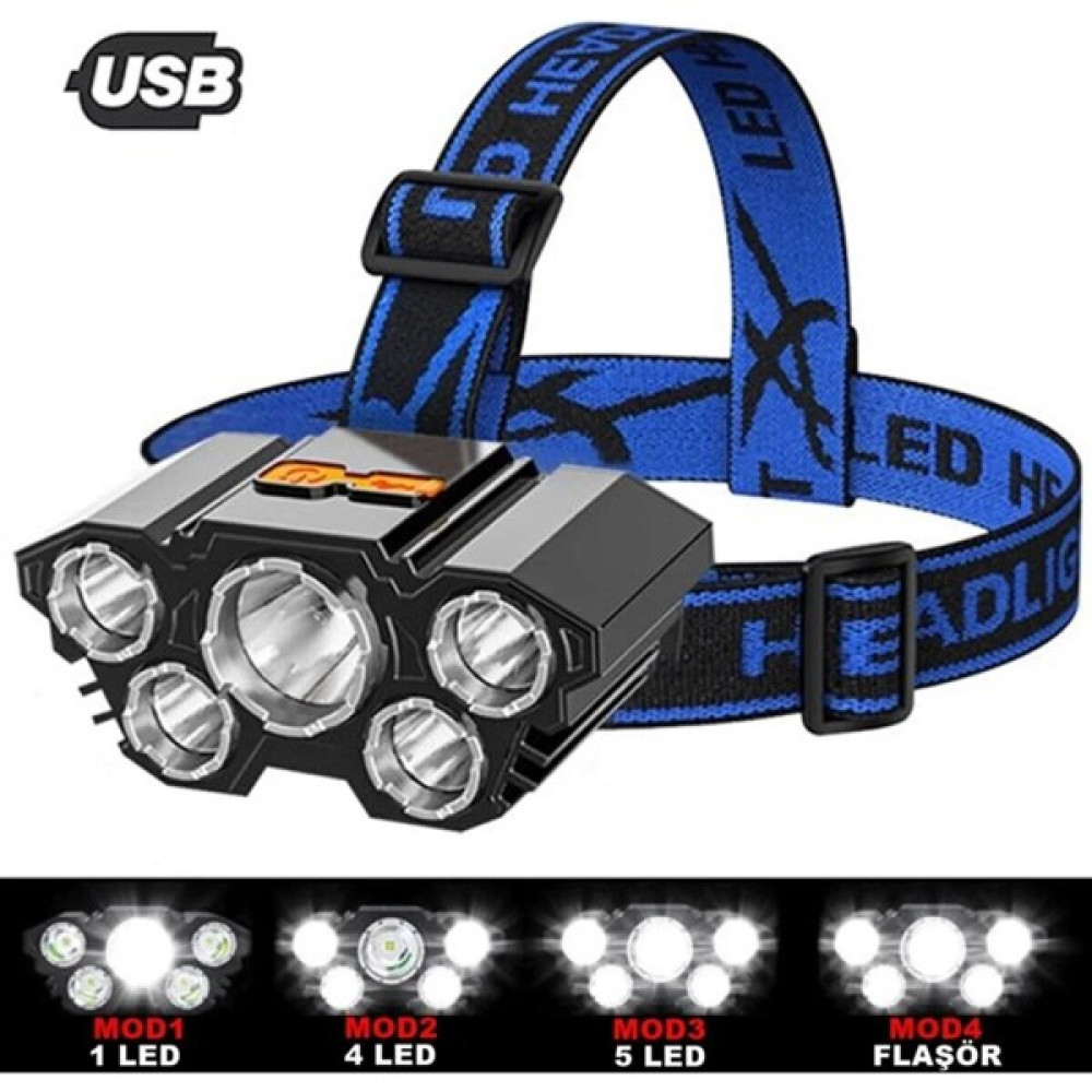 Janva X- Riko 150W Ultra Güçlü LED Şarjlı 5 LED 5x Cree LED Kafa Feneri Avcı Feneri Balıkçı Kamp Feneri 5başlık Fju Kafa Kafa Feneri Fiyatı