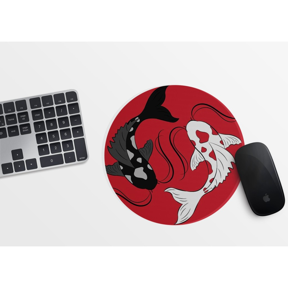 Japon Balığı Koi Mousepad Yuvarlak Mousepad - 20CM - Mousepad Mouse Pad Fiyatı