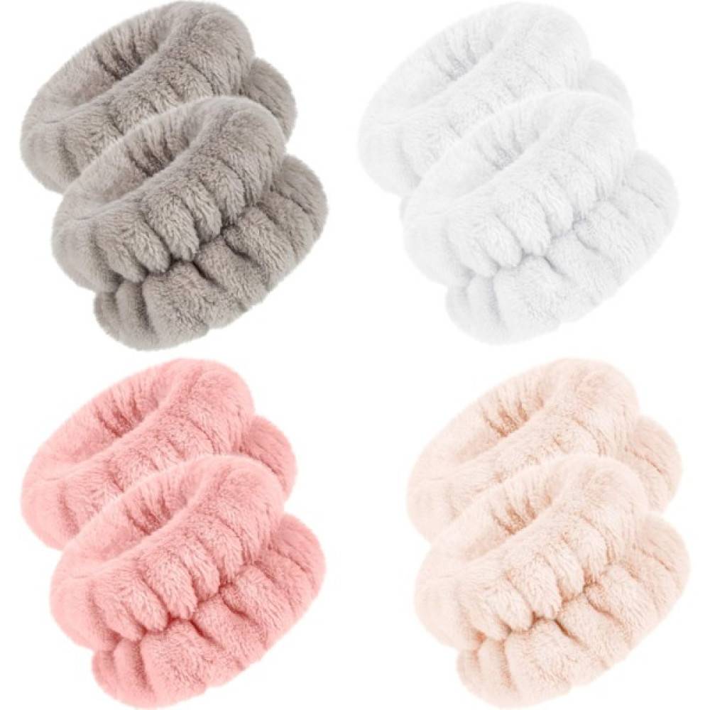Jarke 4 Çift Bilek Spa Yıkama Bandı Mikrofiber Bilek Yıkama Havlusu (Yurt Dışından) - Beyaz - Pembe Saç Fırçası ve Tarağı Fiyatı