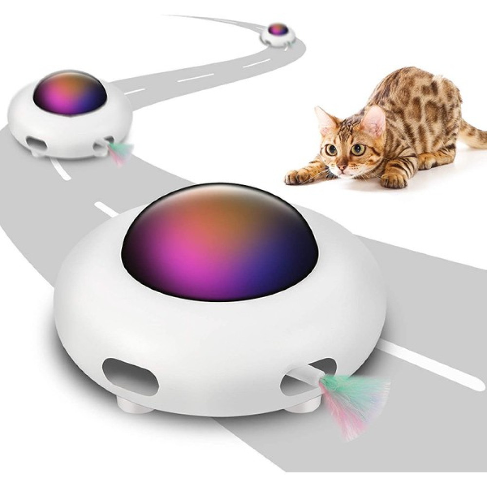 Jarke Dönen Tüylü Interaktif Kedi Oyuncağı - Ufo Tasarımı - USB Şarjlı (Yurt Dışından) - Beyaz Evcil Hayvan Ürünleri Fiyatı