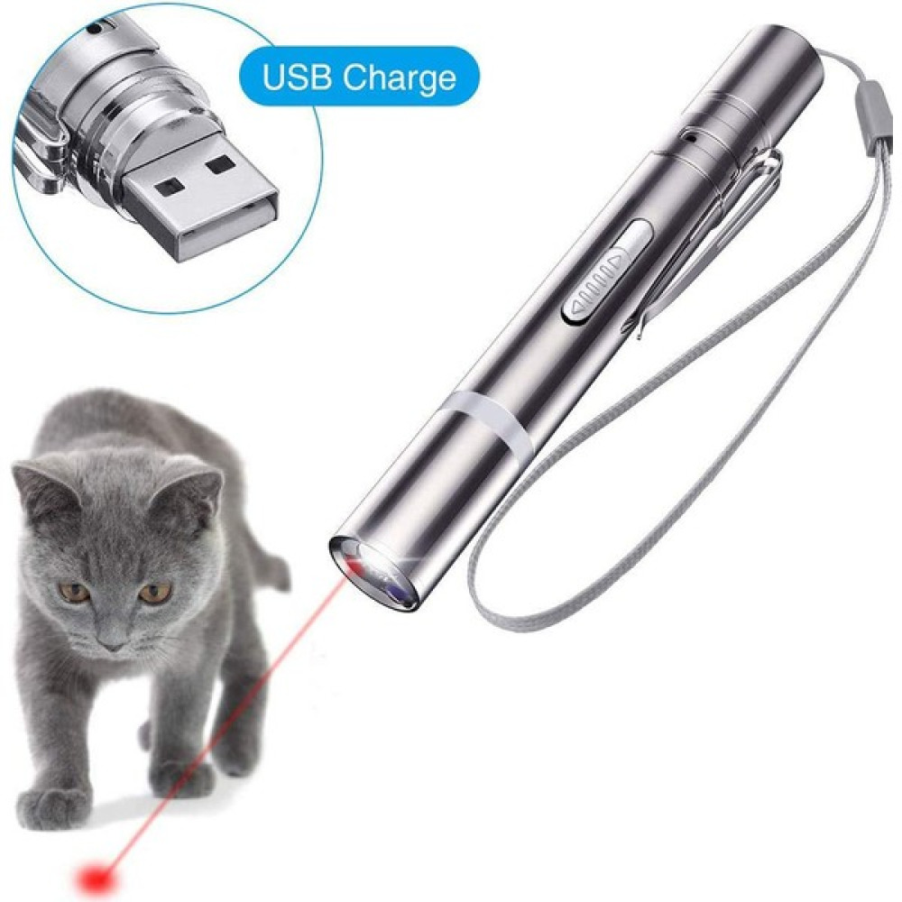 Jarke USB El Feneri Kedi Lazer Oyuncak Seti - Komik Kedi Sopa, Lazer Desen (Yurt Dışından) - Beyaz Evcil Hayvan Ürünleri Fiyatı