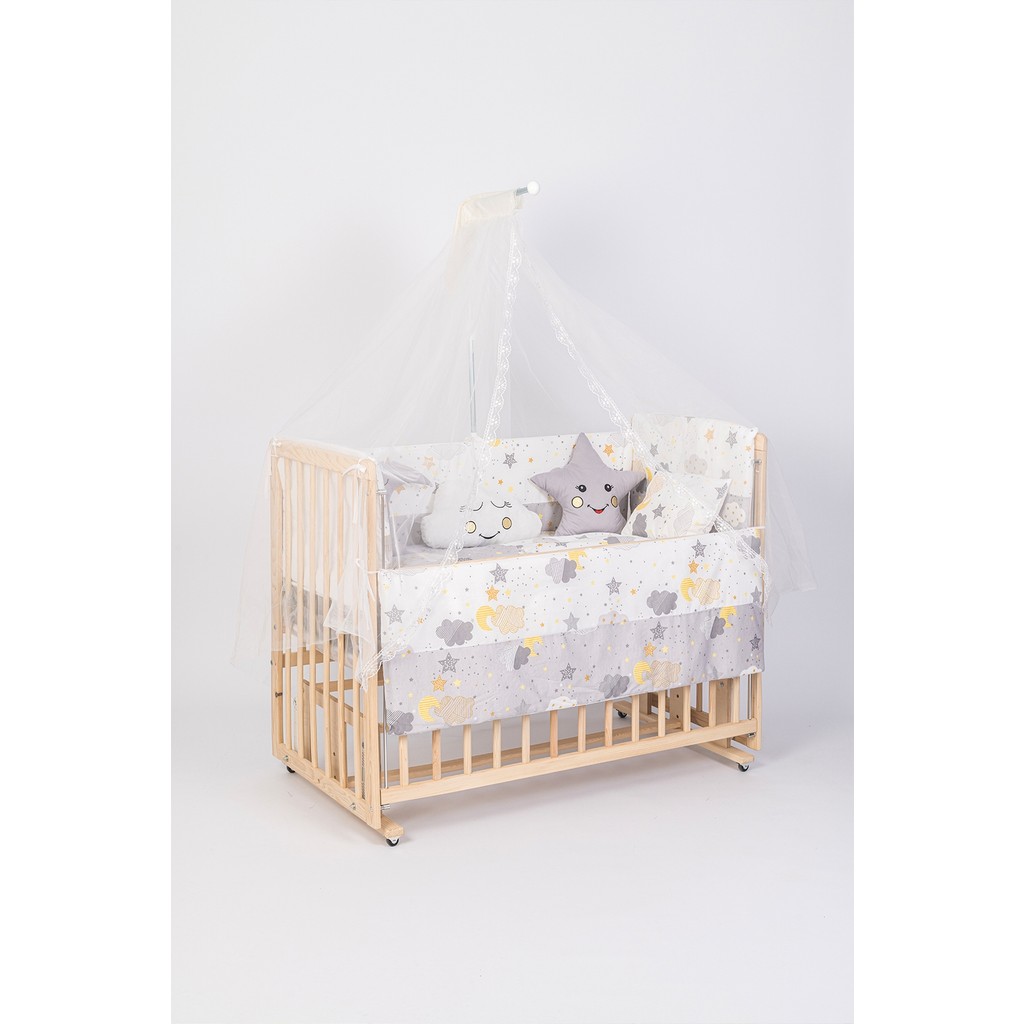 Jasmin Bebe Beşik Uyku Seti Gri Yıldızlı 10 Parça + Cibinlik ve Aparatı Hediye - Gri - Beyaz - 60 x 120 cm Bebek Oyun Parkı & Beşikleri Fiyatı
