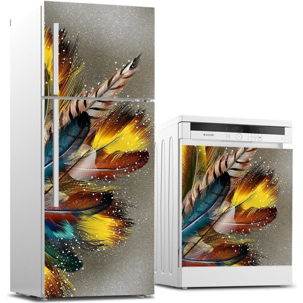 Jasmin2020 Buzdolabı ve Bulaşık Makinası Beyaz Eşya Sticker Kaplama Etiketi Modern Tüy Boyama - 70 x 180 cm - Renkli Ev & Dekorasyon Aksesuarları Fiyatı