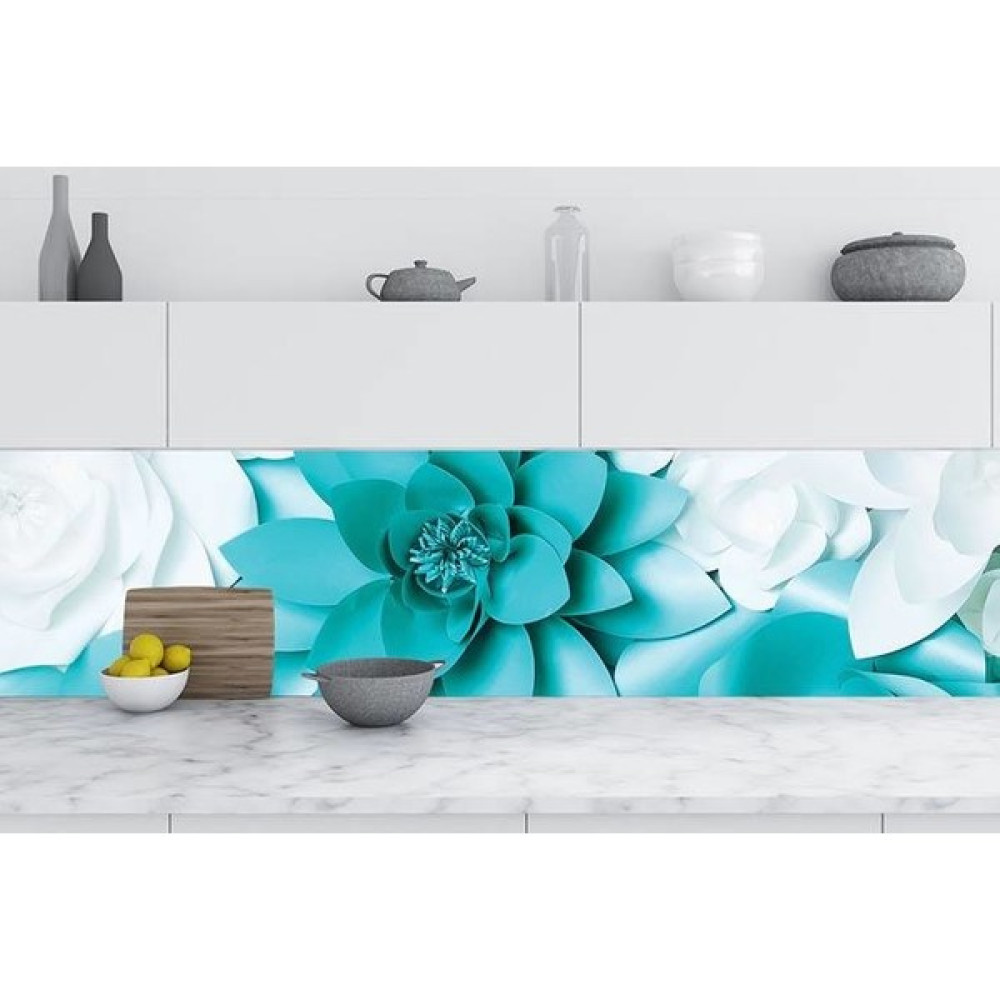 Jasmin2020 Mutfak Tezgah Arası Folyo Kaplama Turkuaz Çiçek - 60 x 300 cm - Renkli Yapı Kimyasalları & Yapıştırıcılar Fiyatı