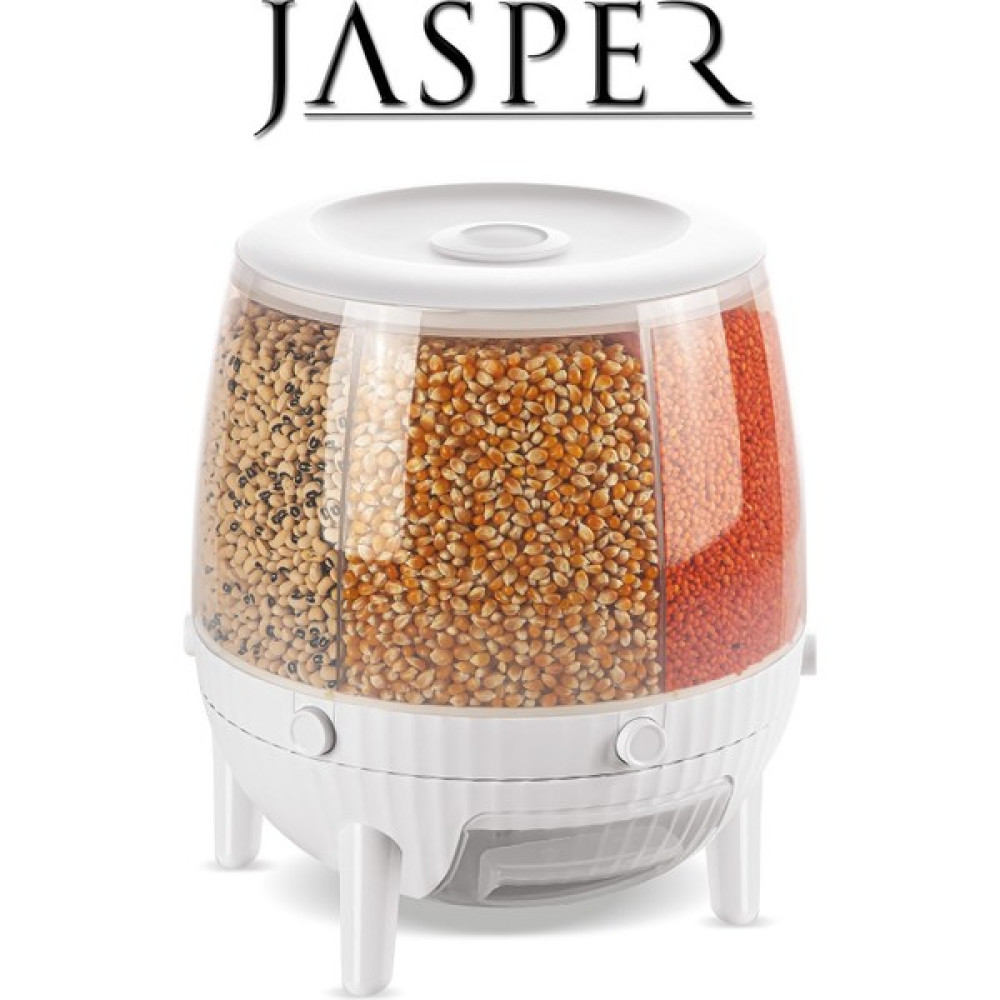 Jasper Global Kuru Gıda ve Bakliyat Organizeri 360° Dönebilen 6 Bölmeli Ayrıştırıcılı Saklama Kabı - Yok - Beyaz Saklama Kapları Fiyatı