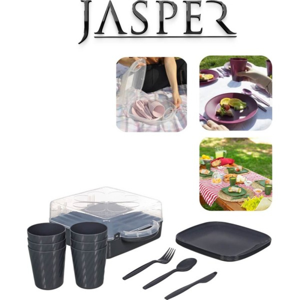 Jasper JPR-3417 32 Parça 6 Kişilik Piknik Seti Antrasit Gri Mangal & Barbekü Malzemeleri Fiyatı