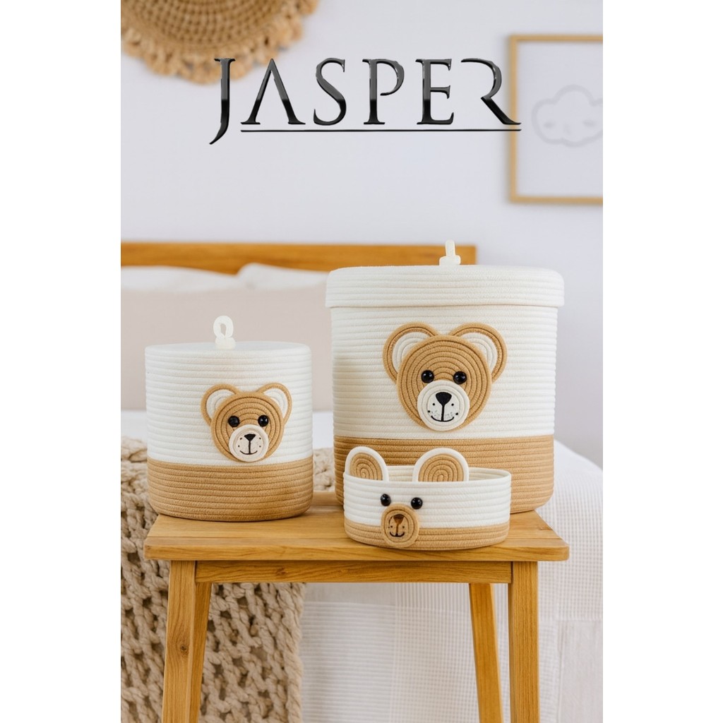 Jasper Jüt Ip Bej Ayı Çocuk Odası Seti Konsept Sepet Organizer Süs, Oyuncak, Battaniye, Çamaşır Düzenleyici Anne Bebek Oyuncak Fiyatı