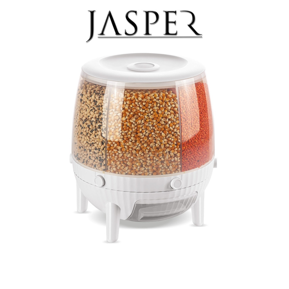 JASPER Kuru Gıda Ve Bakliyat Organizeri 360° Dönebilen 6 Bölmeli Hava Geçirmez Saklama Kabı 6 Lt Saklama Kapları Fiyatı