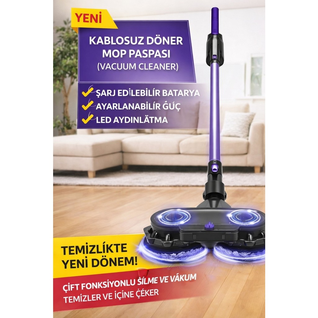 Jasper Minisan Mnsn-01 Şarjlı Kablosuz Mop Paspas Lila Renk Özellikleriyle Temizlik İçin Pratik Araca Özel Paspaslar Fiyatı