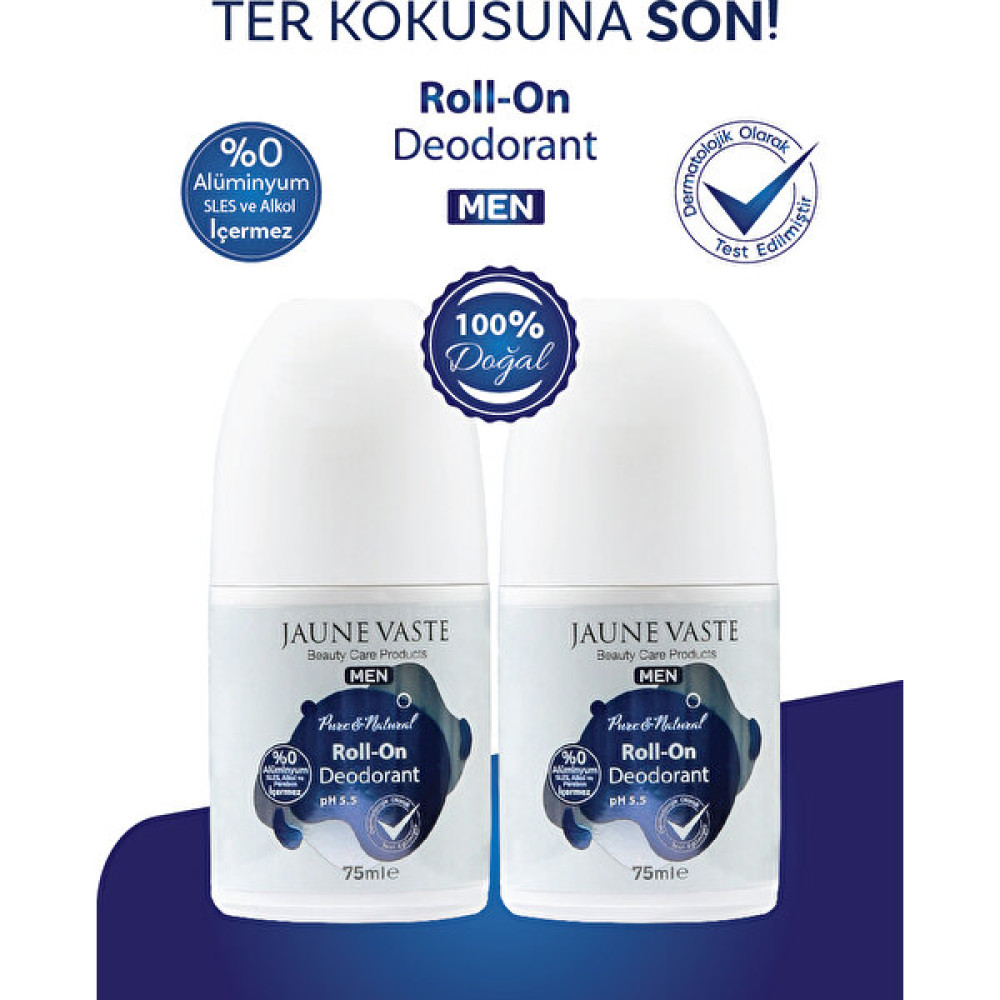 Jaune Vaste Doğal 2 'Li Roll On Erkekler Için 50 Ml +25 Ml Alüminyum Sles Içermez Deodorantlar Fiyatı