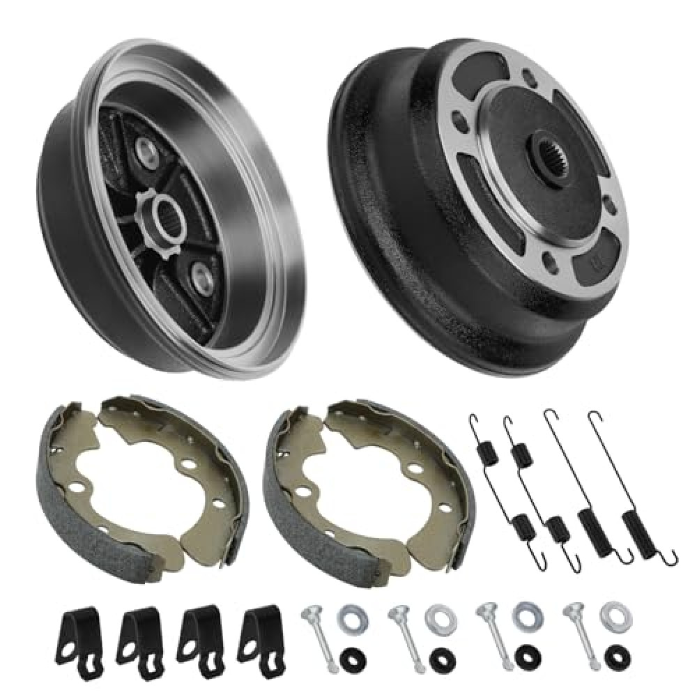JAVIK Front Wheel Brake Drum Hub & Brake Shoes for Kawasaki Mule 2510 3000 3010 3020 4010 4000 KAF620 KAF950 2001-Up (2 Set)